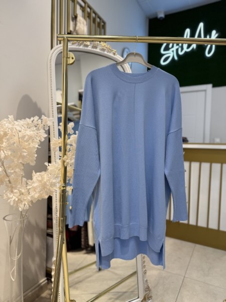 KOLU DÜĞMELİ MERSERİZE TUNİK BEBE MAVİSİ