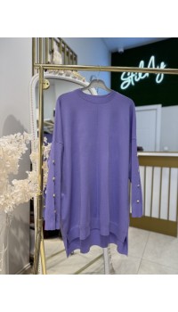 KOLU DÜĞMELİ MERSERİZE TUNİK LİLA