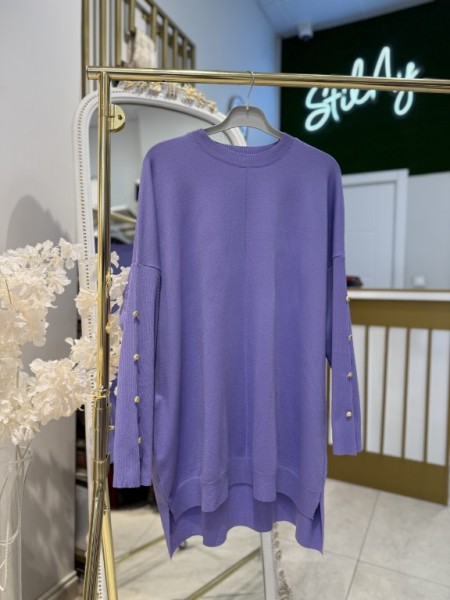 KOLU DÜĞMELİ MERSERİZE TUNİK LİLA