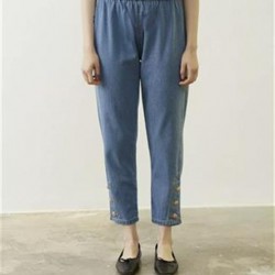 YAN DÜĞME DETAYLI MOMJEAN MAVİ