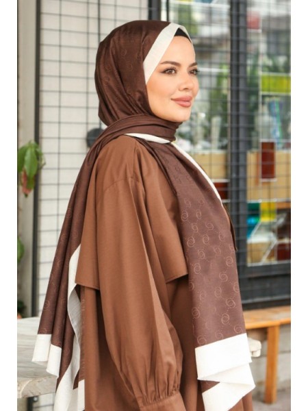 MONOGRAM HALKA DESEN ŞAL ACI KAHVE