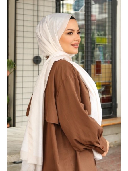 MONOGRAM HALKA DESEN ŞAL BEYAZ