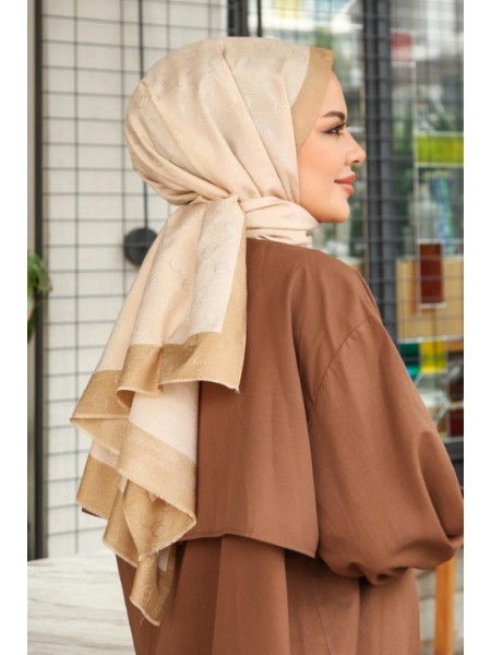 MONOGRAM HALKA DESEN ŞAL GOLD