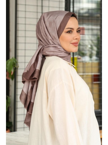 MONOGRAM HALKA DESEN ŞAL KOYU VİZON