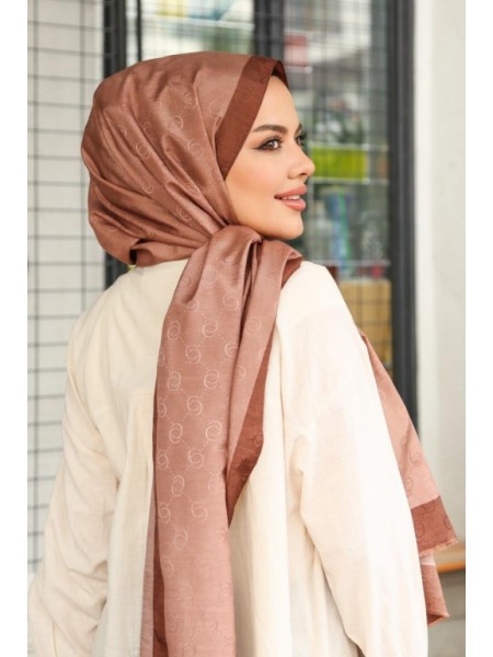 MONOGRAM HALKA DESEN ŞAL KİREMİT