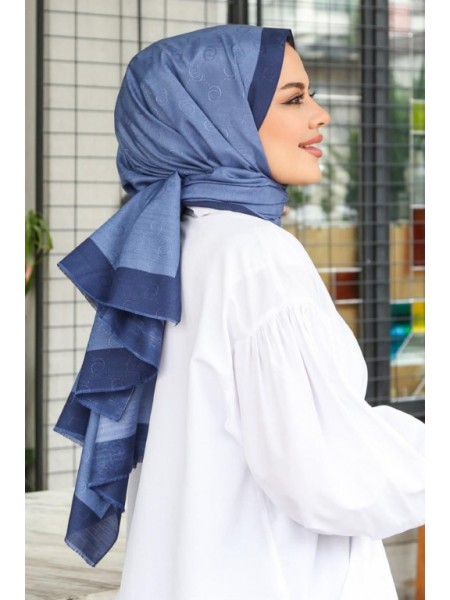 MONOGRAM HALKA DESEN ŞAL MAVİ