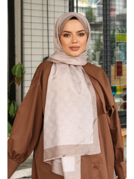 MONOGRAM HALKA DESEN ŞAL SÜTLÜ KAHVE