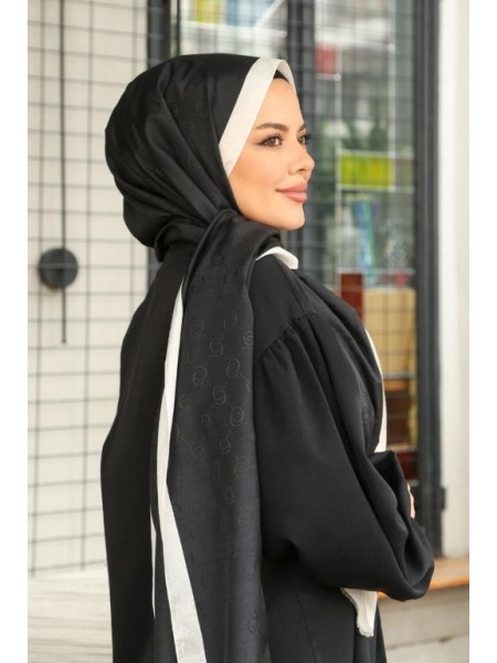 MONOGRAM HALKA DESEN ŞAL SİYAH BEYAZ