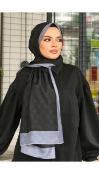 MONOGRAM HALKA DESEN ŞAL SİYAH GRİ