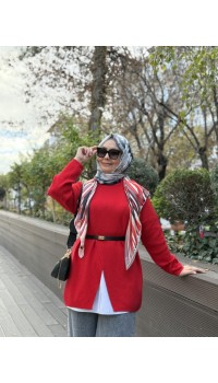 MRW MAKAS TRİKO TUNİK KIRMIZI