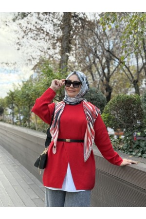 MRW MAKAS TRİKO TUNİK KIRMIZI