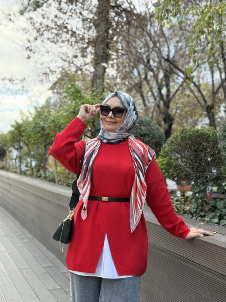 MRW MAKAS TRİKO TUNİK KIRMIZI