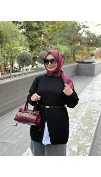 MRW MAKAS TRİKO TUNİK SİYAH