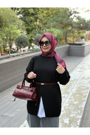 MRW MAKAS TRİKO TUNİK SİYAH