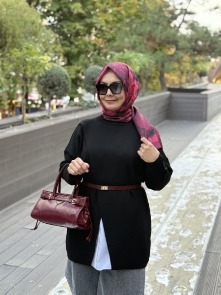 MRW MAKAS TRİKO TUNİK SİYAH