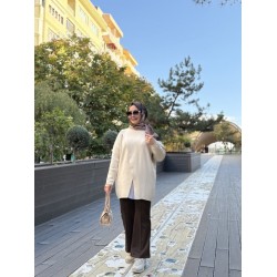 MRW MAKAS TRİKO TUNİK BEJ