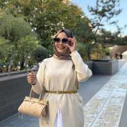 MRW MAKAS TRİKO TUNİK BEJ