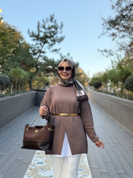 MRW MAKAS TRİKO TUNİK KAHVE