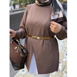 MRW MAKAS TRİKO TUNİK KAHVE