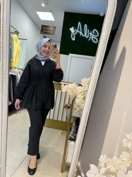 NERVÜR DİKİŞ DETAYLI TAKIM KOYU ANTRASİT