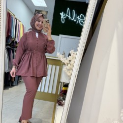 NERVÜR DİKİŞ DETAYLI TAKIM AÇIK BORDO