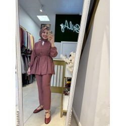 NERVÜR DİKİŞ DETAYLI TAKIM AÇIK BORDO