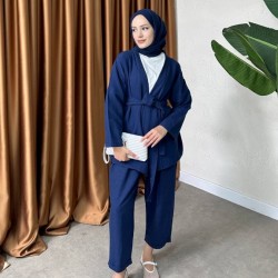 OBESSA KETEN BASİC TAKIM LACİVERT