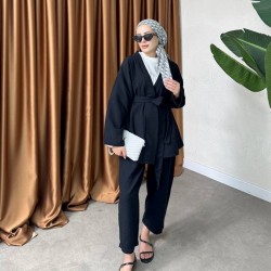 OBESSA KETEN BASİC TAKIM SİYAH 