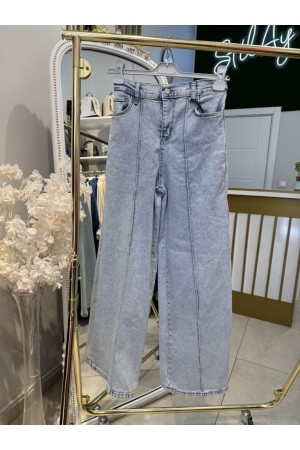 PALAZZO LİKRALI KOT PANTOLON BUZ MAVİSİ