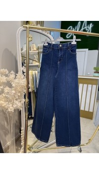 PALAZZO LİKRALI KOT PANTOLON LACİVERT