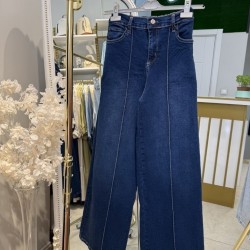 PALAZZO LİKRALI KOT PANTOLON LACİVERT