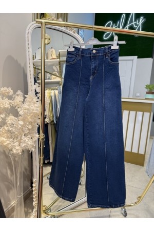 PALAZZO LİKRALI KOT PANTOLON LACİVERT