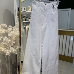 PALAZZO LİKRALI KOT PANTOLON BEYAZ