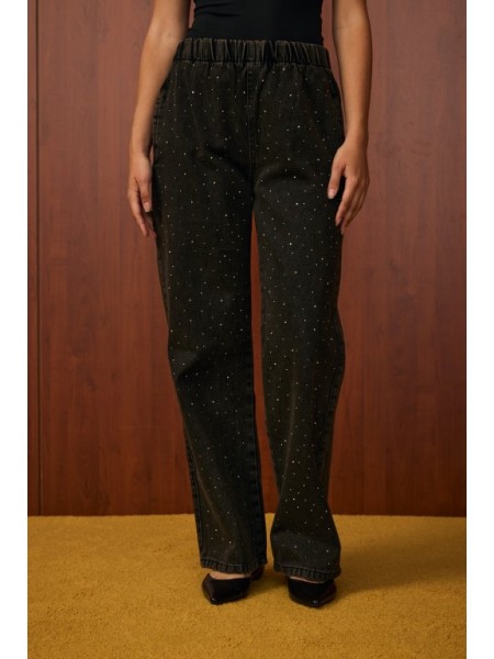 MRW PALAZZO TAŞLI DENİM PANTOLON ANTRASİT