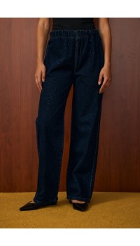 MRW PALAZZO TAŞLI DENİM PANTOLON LACİVERT