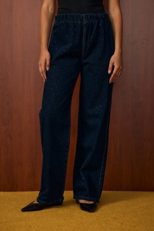 MRW PALAZZO TAŞLI DENİM PANTOLON LACİVERT