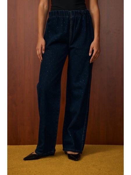 MRW PALAZZO TAŞLI DENİM PANTOLON LACİVERT