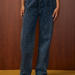 MRW PALAZZO TAŞLI DENİM PANTOLON MAVİ