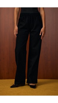 MRW PALAZZO TAŞLI DENİM PANTOLON SİYAH