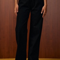 MRW PALAZZO TAŞLI DENİM PANTOLON SİYAH