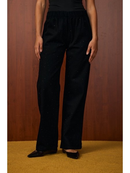 MRW PALAZZO TAŞLI DENİM PANTOLON SİYAH