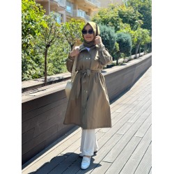 PARAŞÜT KAPŞONLU TRENÇKOT HAKİ