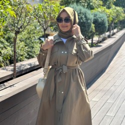 PARAŞÜT KAPŞONLU TRENÇKOT HAKİ