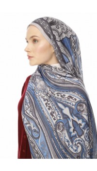 RETRO DESEN ŞAL FIRTINA GRİ