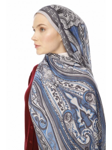 RETRO DESEN ŞAL FIRTINA GRİ