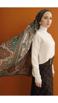 RETRO DESEN ŞAL SAFİR