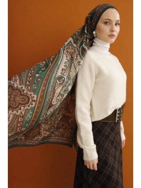 RETRO DESEN ŞAL SAFİR