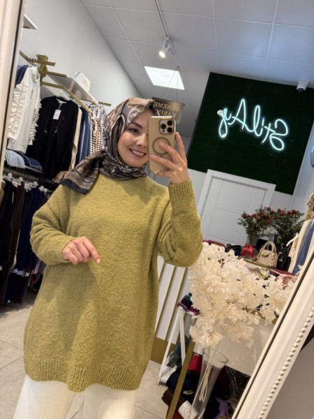 SİMLİ YUMOŞ KAZAK YAĞ YEŞİLİ