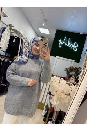 SİMLİ YUMOŞ KAZAK GRİ