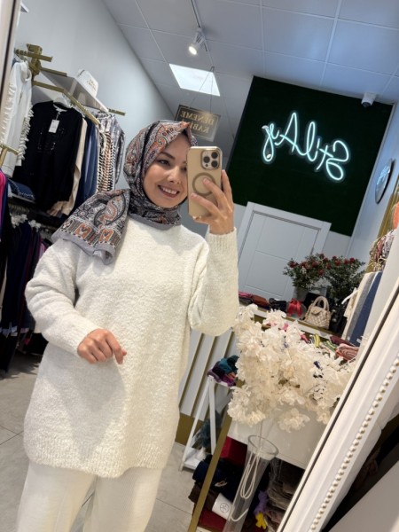 SİMLİ YUMOŞ KAZAK EKRU